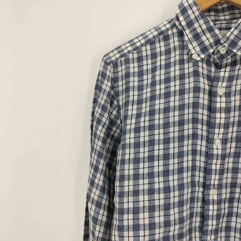 ユナイテッドアローズグリーンレーベルリラクシング UNITED ARROWS green label relaxing フレンチリネン チェックシャツ ボタンダウン メンズ JPN:M